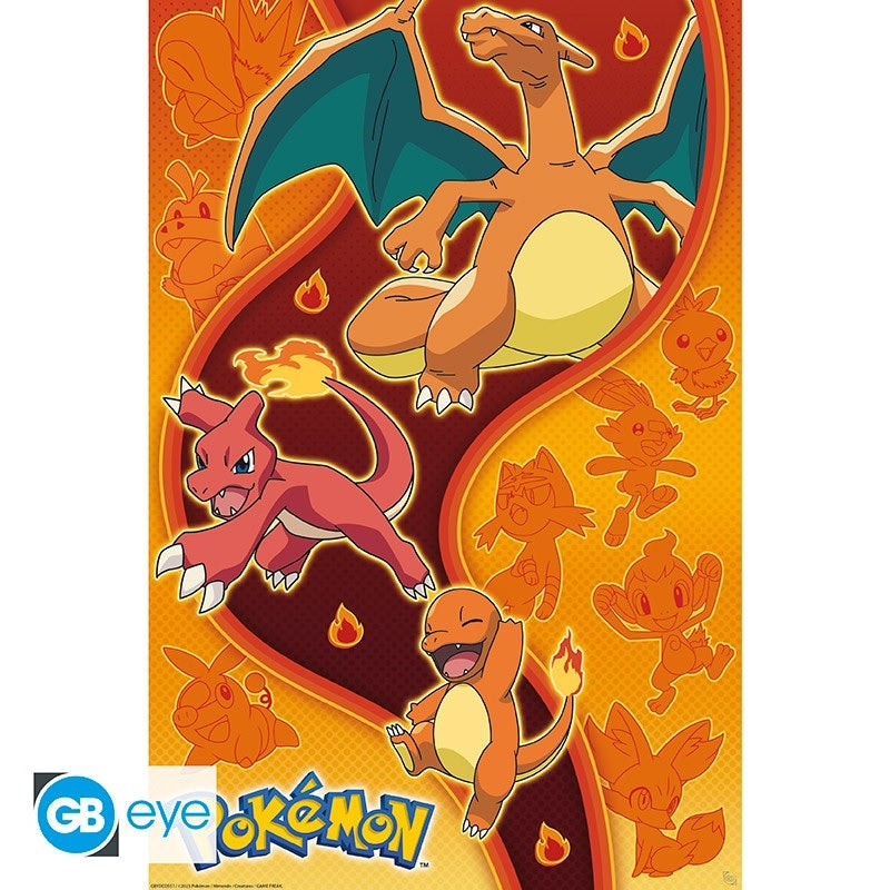 Poster - Gerollt und mit Folie versehen - Pokemon - Typ Feuer