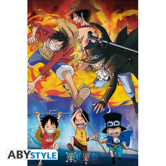 Poster - Gerollt und mit Folie versehen - One Piece - Ace, Sabo & Luffy