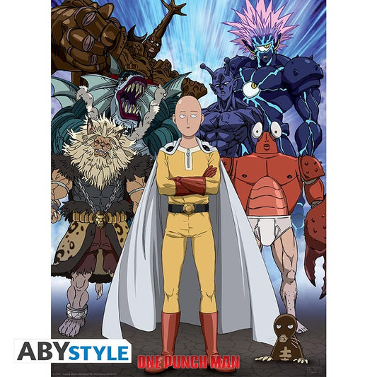 Poster - Flat - One Punch Man - Saitama & Monsters