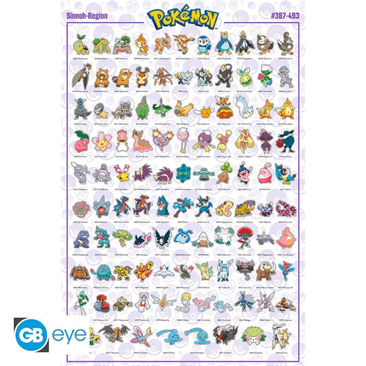 Poster - Gerollt und mit Folie versehen - Pokemon - Sinnoh Pokedex