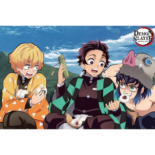 Poster - Gerollt und mit Folie versehen - Demon Slayer - Tanjiro, Zenitsu, Inosuke