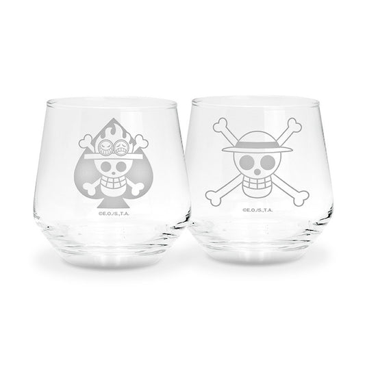 Glas - Packung mit 2 - One Piece - Ace & Luffy