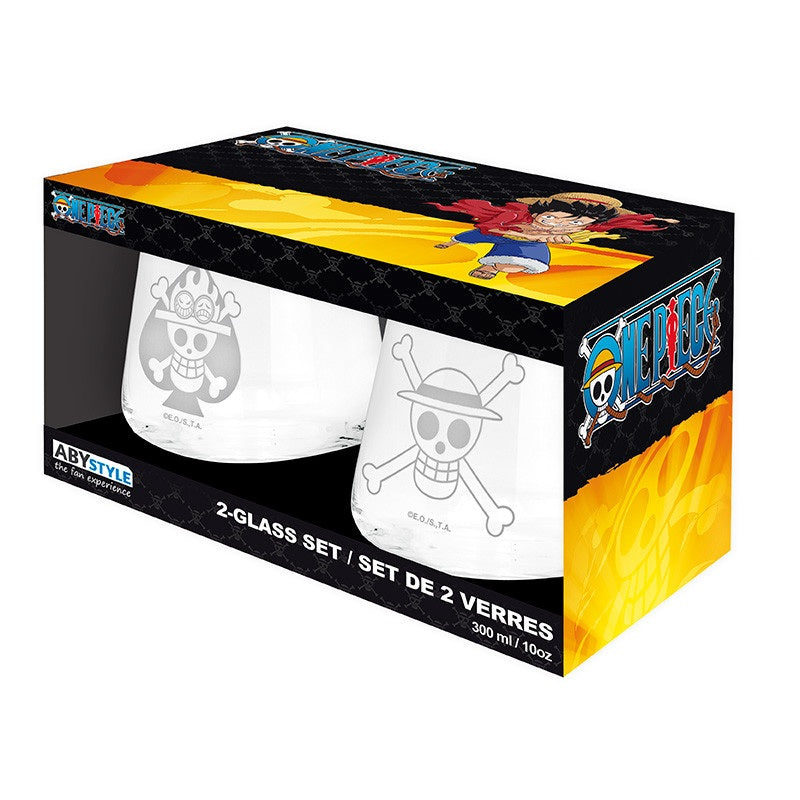 Glas - Packung mit 2 - One Piece - Ace & Luffy