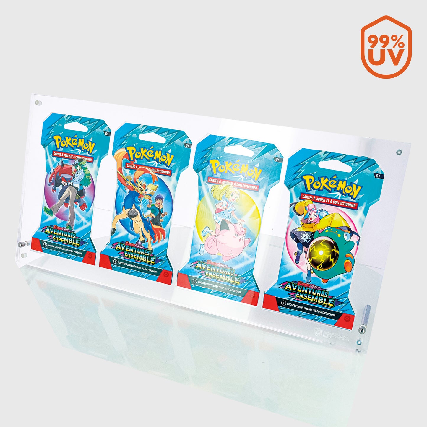 Ständer - Pokemon - Acryl-Schutzhülle - (4) Booster sous Blister - UV99
