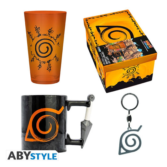 Set - Naruto - XXL-Glas +3D-Schlüsselanhänger+3D-Tasse Konoha