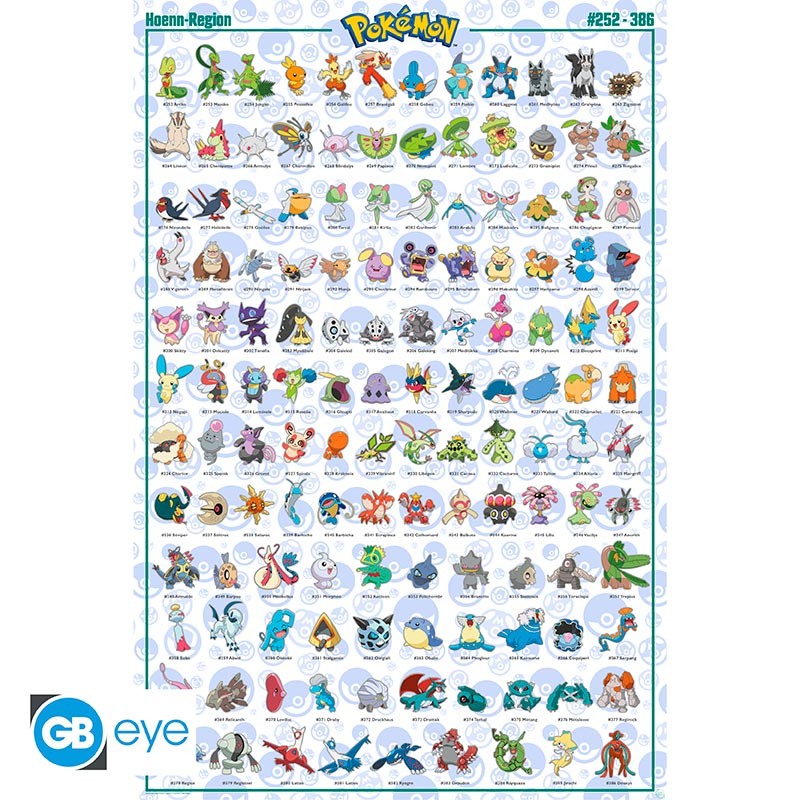 Poster - Gerollt und mit Folie versehen - Pokemon - Hoenn Pokedex